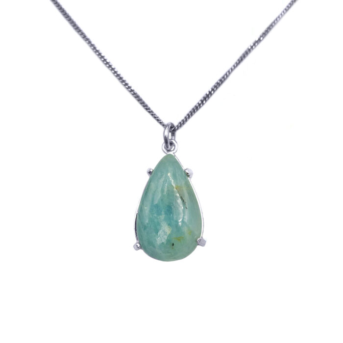 Χειροποίητο μενταγιόν με Ακουαμαρίνα (Aquamarine δάκρυ 2,5 Χ 1,6 cm) από ασήμι 925°