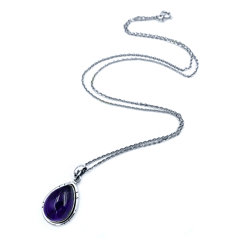 Χειροποίητο φυλαχτό Αμέθυστος (δάκρυ-καπουσόν) σε ασήμι 925° – Ο λίθος της ηρεμίας και της πίστης - Image 3