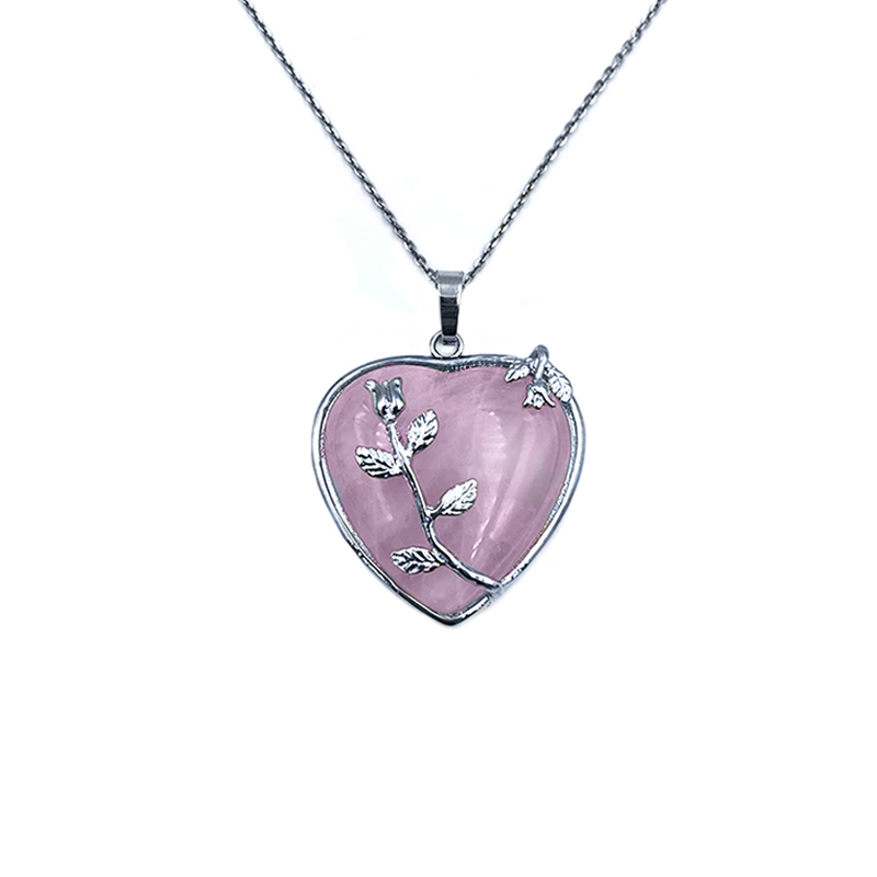 Μενταγιόν Ροζ Χαλαζίας (καρδιά με λουλούδια) – Ο λίθος της αγάπης