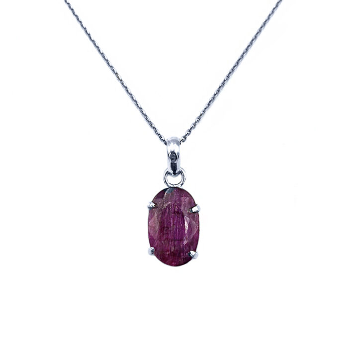 Χειροποίητο ασημένιο μενταγιόν με Ρουμπίνι (οβάλ – ταγέ 1,8 X 1,2cm) – Ο πολύτιμος λίθος του πάθους και της αγάπης