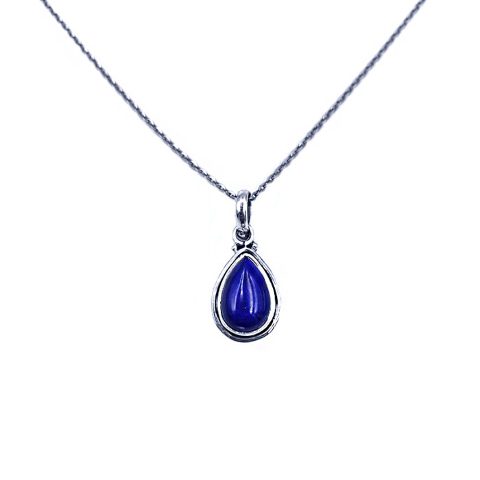 Χειροποίητο ασημένιο μενταγιόν Μπλε Αχάτης (δάκρυ) - Ο λίθος της ψυχικής ηρεμίας