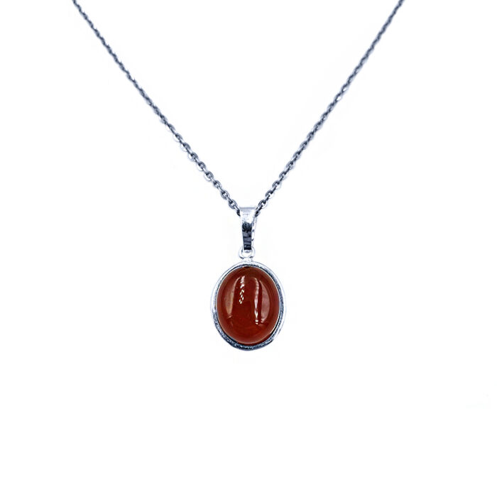 Χειροποίητο ασημένιο μενταγιόν με Καρνεόλη (οβάλ) – Ο λίθος του πάθους