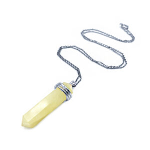 Χειροποίητο ασημένιο φυλαχτό με Κίτρινη Αβεντουρίνη (3,3Χ1,1cm) – Ο λίθος της εσωτερικής ορμής