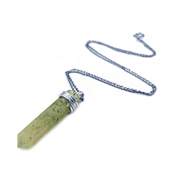 Χειροποίητο ασημένιο μενταγιόν με Πράσινη Αβεντουρίνη – Ο λίθος της τύχης