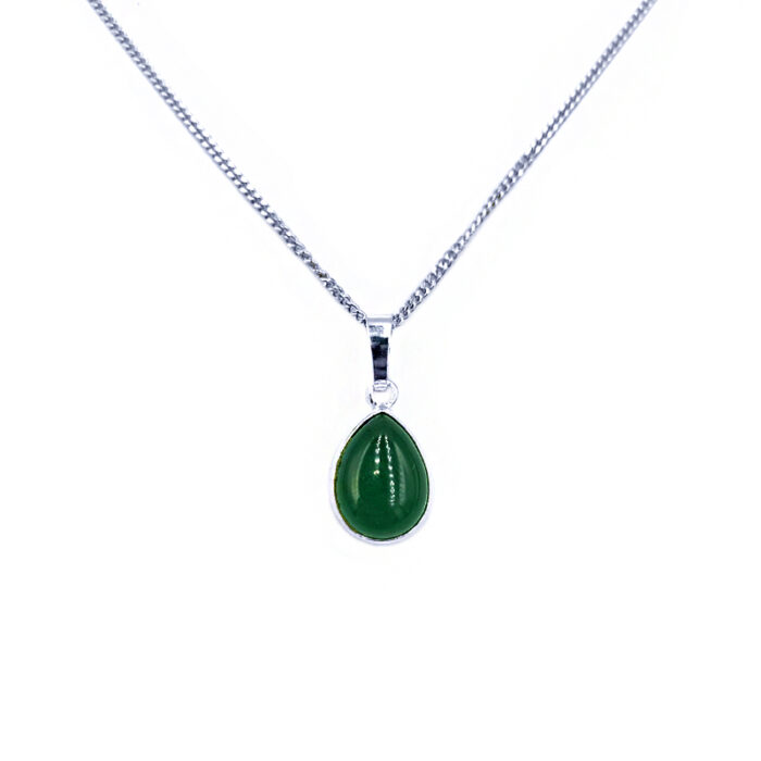Χειροποίητο Ασημένιο Μενταγιόν με Πράσινη Αβεντουρίνη δάκρυ – Ο λίθος της τύχης