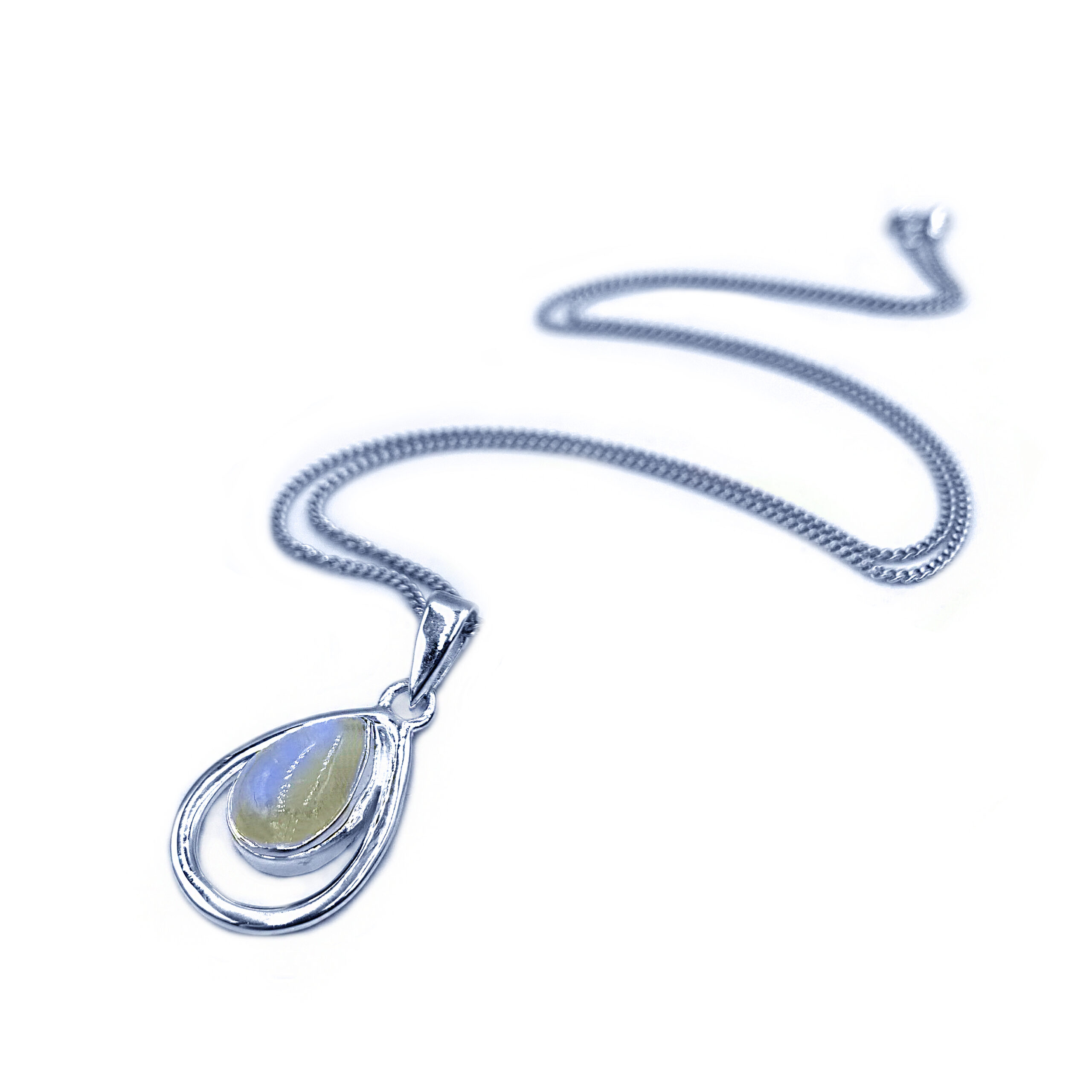 Ασημένιο χειροποίητο μενταγιόν με Φεγγαρόπετρα (Moonstone) δάκρυ – Ο λίθος της διαίσθησης - Image 2