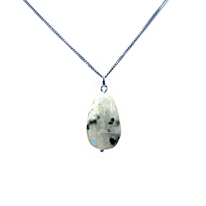 Χειροποίητο μενταγιόν από ασήμι 925° με Φεγγαρόπετρα (Moonstone) και Μαύρη Τουρμαλίνη