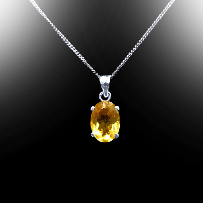 Χειροποίητο μενταγιόν Κιτρίνης (Citrine) οβάλ – Ο λίθος του πλούτου και της ευημερίας