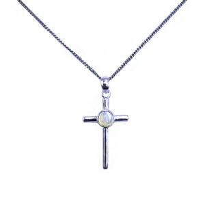 Χειροποίητος ασημένιος σταυρός με Φεγγαρόπετρα (Moonstone)