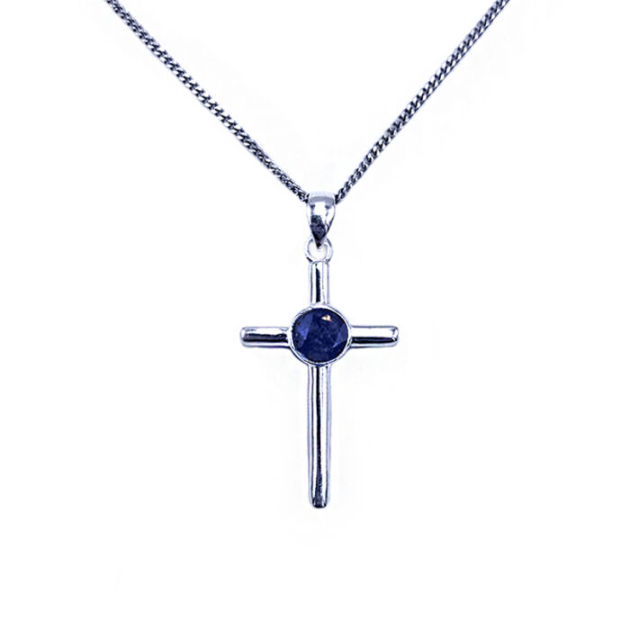 Χειροποίητος ασημένιος σταυρός με Μπλε Ζαφείρι – Ο Βασιλικός πολύτιμος λίθος