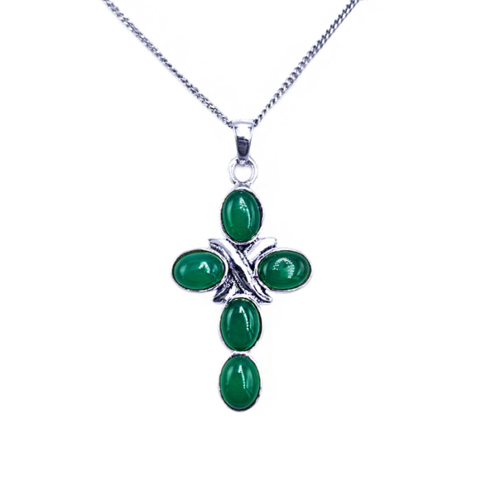 Χειροποίητος ασημένιος σταυρός Πράσινος Αχάτης – Ο λίθος της αρμονίας