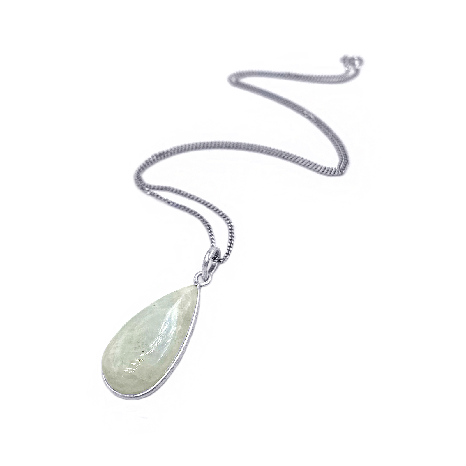 Ασημένιο χειροποίητο μενταγιόν με Φεγγαρόπετρα (Moonstone) δάκρυ - Ο λίθος της διαίσθησης - Image 2
