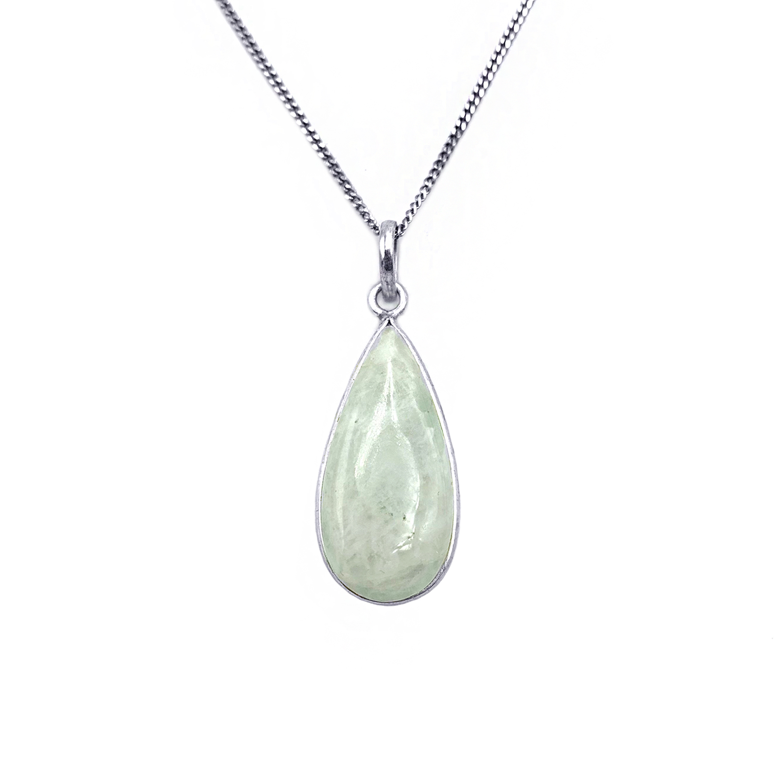 Ασημένιο χειροποίητο μενταγιόν με Φεγγαρόπετρα (Moonstone) δάκρυ - Ο λίθος της διαίσθησης