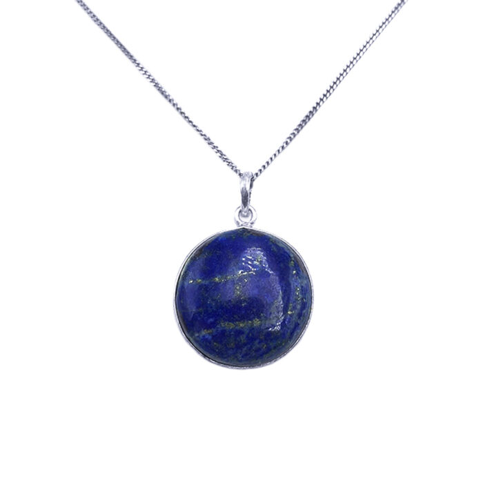 Χειροποίητο ασημένιο μενταγιόν με Λάπις λάζουλι (Lapis Lazuli) στρογγυλο – Ο λίθος της αυτοπεποίθησης