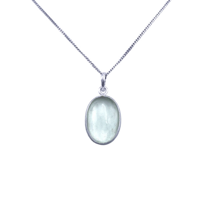 Χειροποίητο ασημένιο μενταγιόν Λευκός Χαλαζίας (οβάλ) – Ο βασιλιάς των λίθων