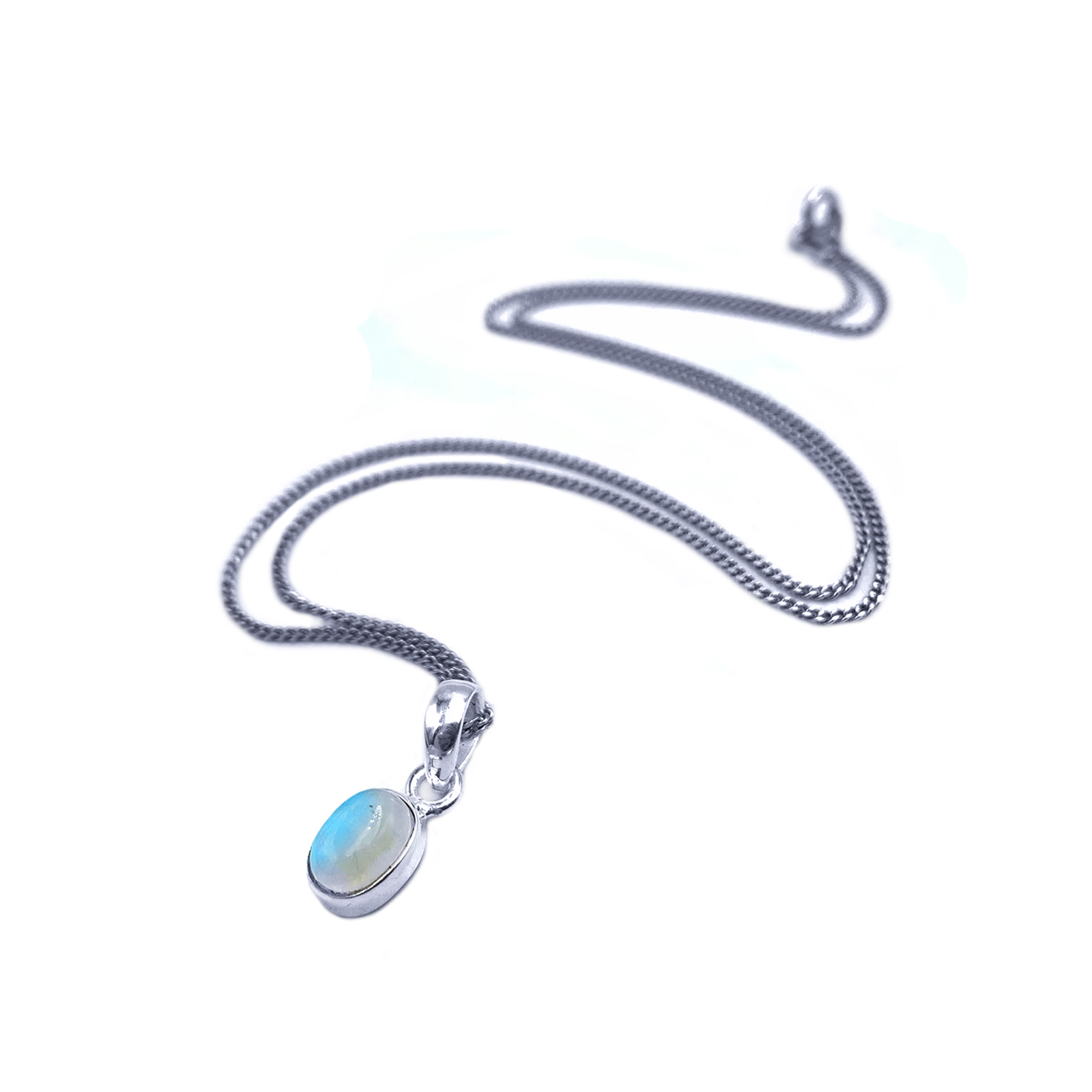 Ασημένιο χειροποίητο μενταγιόν με οβάλ Φεγγαρόπετρα (Moonstone) – Ο λίθος της διαίσθησης - Image 2