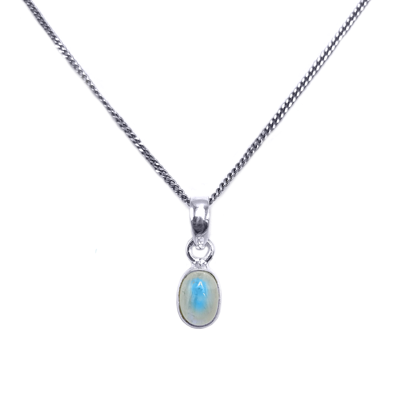 Ασημένιο χειροποίητο μενταγιόν με οβάλ Φεγγαρόπετρα (Moonstone) – Ο λίθος της διαίσθησης