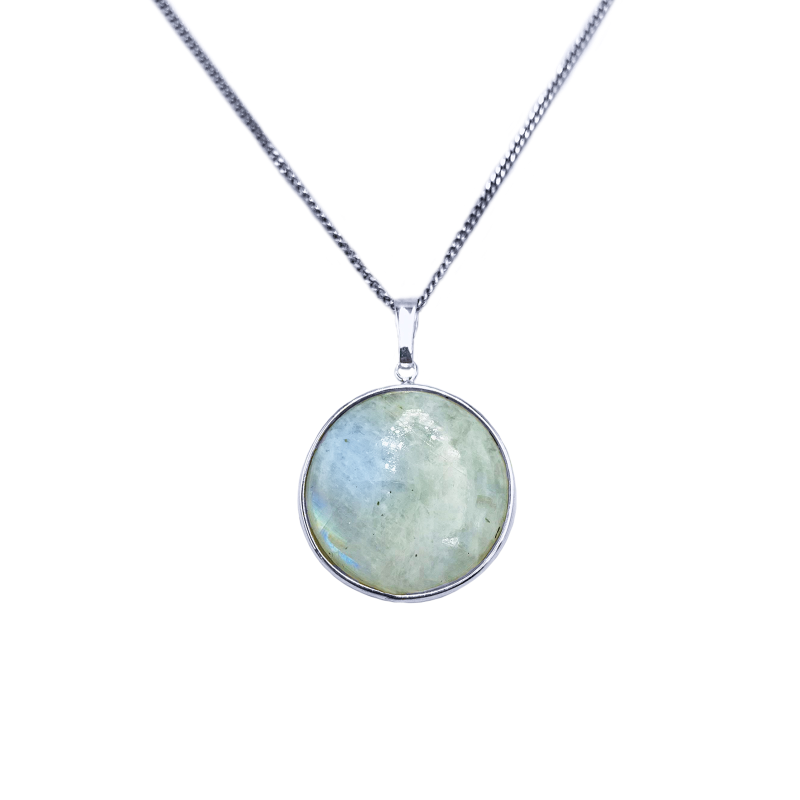 Ασημένιο χειροποίητο μενταγιόν Φεγγαρόπετρα (Moonstone) – Ο λίθος της διαίσθησης