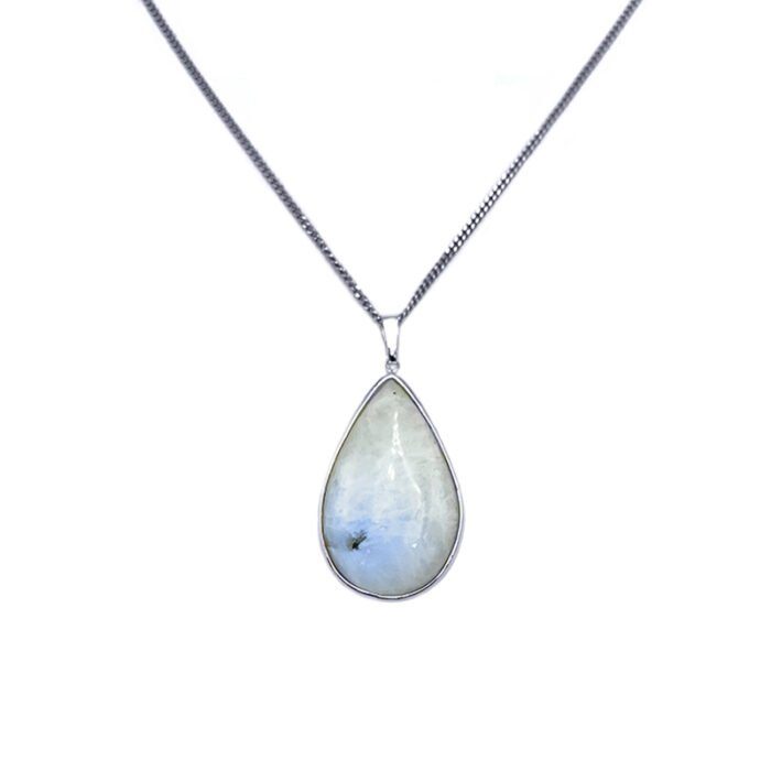 Χειροποίητο ασημένιο μενταγιόν με Φεγγαρόπετρα (Moonstone) δάκρυ – Ο λίθος της διαίσθησης