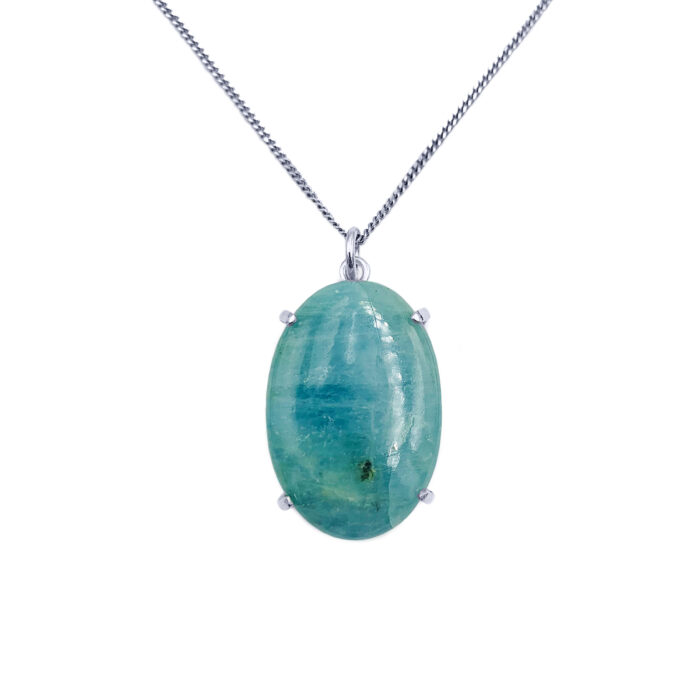 Χειροποίητο ασημένιο μενταγιόν με Ακουαμαρίνα (Aquamarine οβάλ 3 Χ 2,1 Χ 0,7cm) – Ο λίθος της αφοσίωσης και της ανιδιοτελούς αγάπης