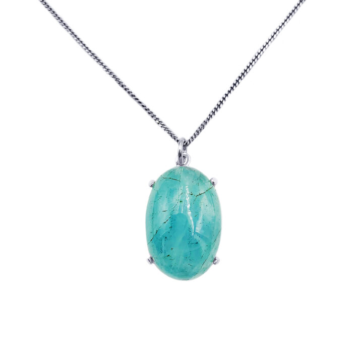 Χειροποίητο ασημένιο μενταγιόν με Ακουαμαρίνα (Aquamarine οβάλ 2,6 Χ 1,8 Χ 1cm) – Ο λίθος της αφοσίωσης και της ανιδιοτελούς αγάπης