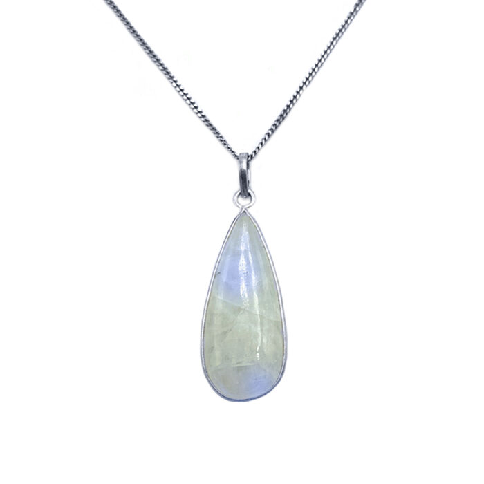 Χειροποίητο ασημένιο μενταγιόν με Φεγγαρόπετρα (Moonstone) δάκρυ – Ο λίθος της διαίσθησης