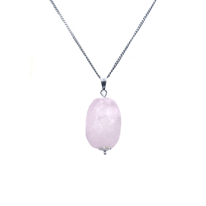Χειροποίητο ασημένιο μενταγιόν Ροζ Χαλαζίας ταγέ – Ο λίθος της αγάπης