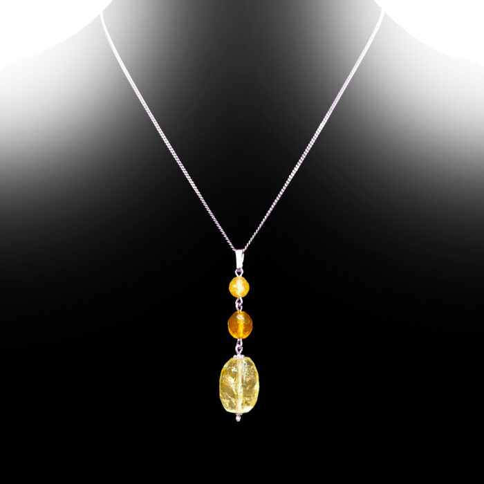 Χειροποίητο μενταγιόν Κιτρίνης (Citrine cognac-light) – Ο λίθος του πλούτου και της ευημερίας