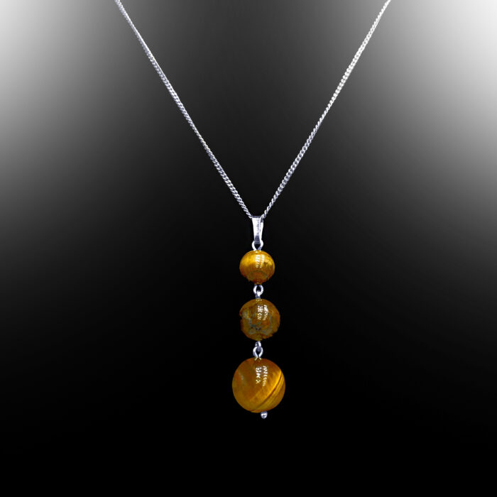 Χειροποίητο ασημένιο μενταγιόν με Μάτι της Τίγρης (τριπλό) – Ο λίθος κατά της αρνητικότητας