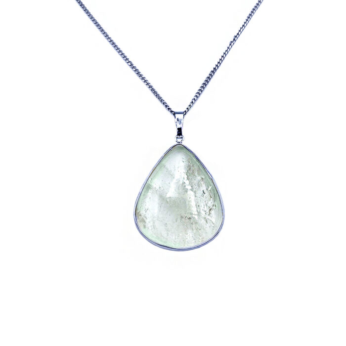 Χειροποίητο ασημένιο μενταγιόν Λευκός Χαλαζίας (δάκρυ) – Ο βασιλιάς των λίθων