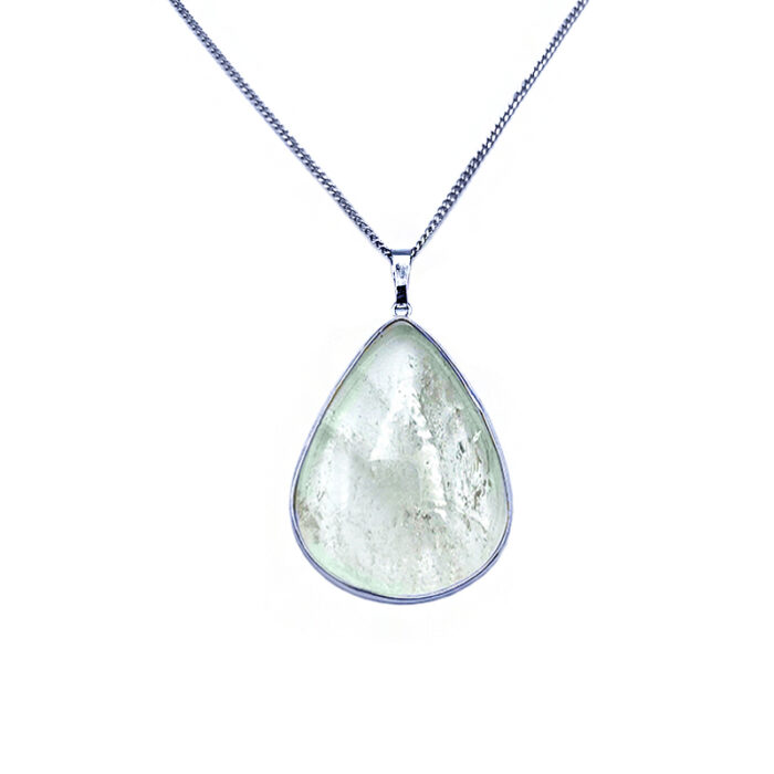 Χειροποίητο ασημένιο μενταγιόν Λευκός Χαλαζίας (δάκρυ) – Ο βασιλιάς των λίθων