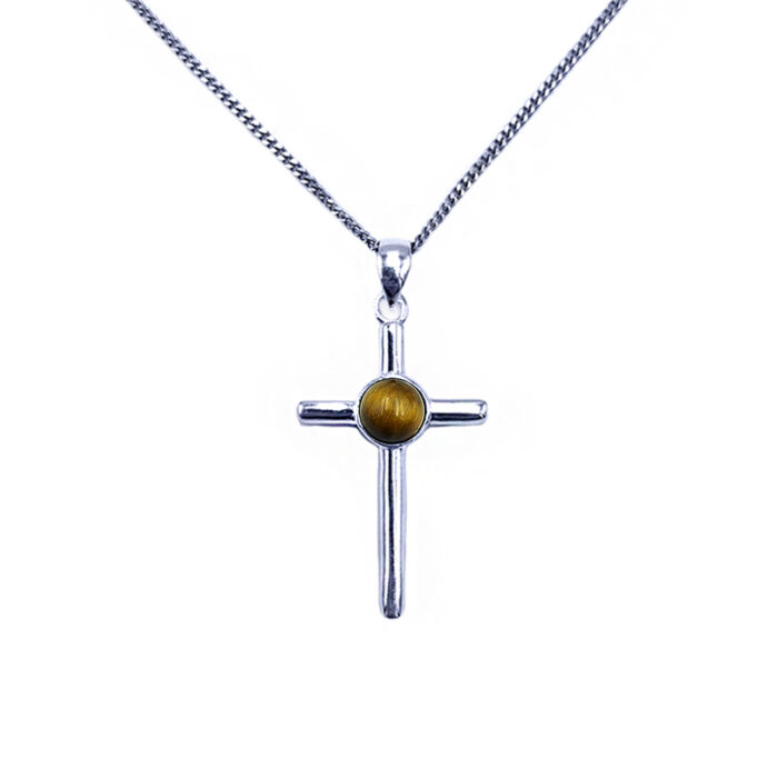 Χειροποίητος ασημένιος σταυρός Μάτι της Τίγρης – Ο λίθος κατά της αρνητικότητας