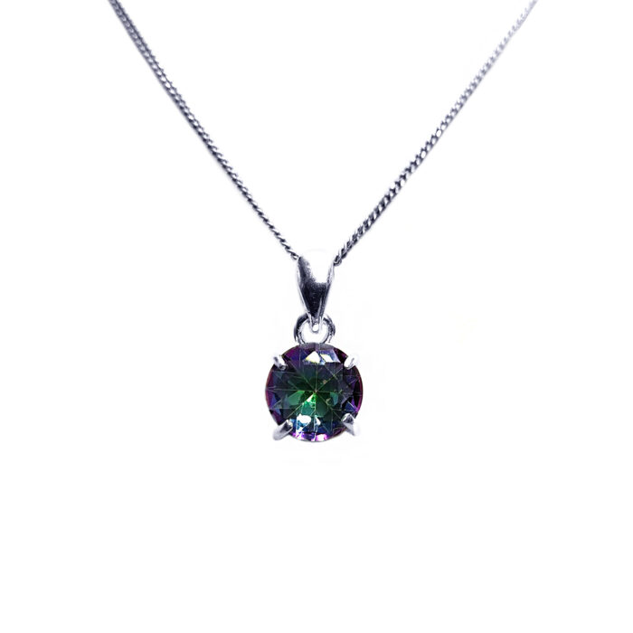 Χειροποίητο ασημένιο μενταγιόν με Mystic Topaz (Τοπάζι) στρογγυλο – Ο λίθος της συναισθηματικής θεραπείας