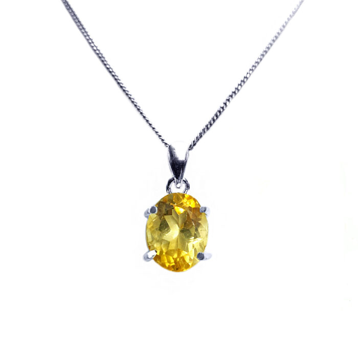 Χειροποίητο μενταγιόν Κιτρίνης (Citrine) οβάλ – Ο λίθος του πλούτου και της ευημερίας