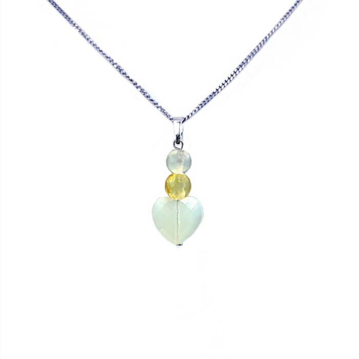 Χειροποίητο ασημένιο μενταγιόν Φεγγαρόπετρα (Moonstone) και Κιτρίνης (Citrine)