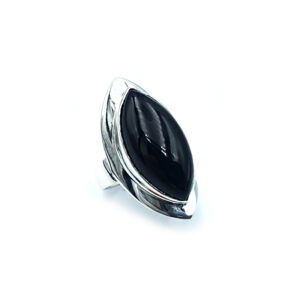 Χειροποίητο ασημένιο δαχτυλίδι με Μαύρο Όνυχα