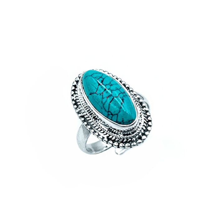 Χειροποίητο δαχτυλίδι Χαολίτης οβάλ σε ασήμι 925