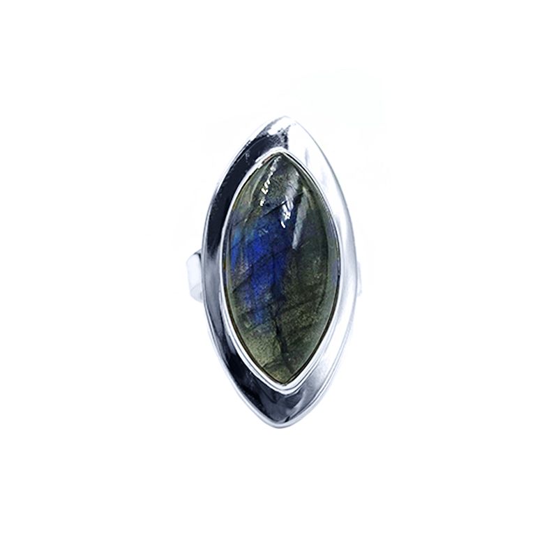 Χειροποίητο ασημένιο δαχτυλίδι Λαμπραδορίτης (ναβέτα) – Ο λίθος της πνευματικότητας - Image 3