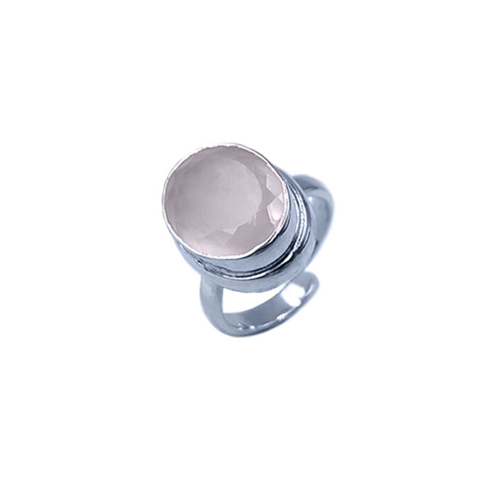 Χειροποίητο Ασημένιο δαχτυλίδι Ροζ Χαλαζίας (οβάλ - ταγέ) – Ο λίθος της αγάπης
