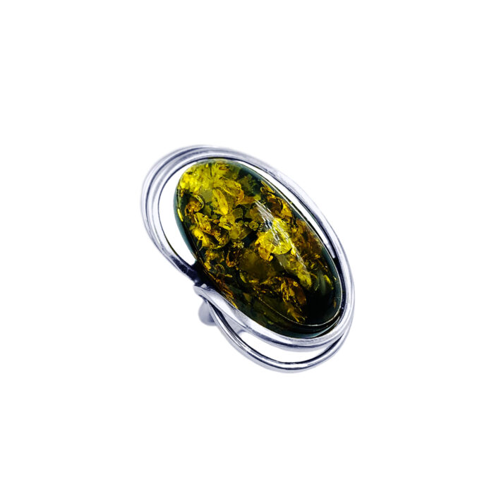 Χειροποίητο ασημένιο δαχτυλίδι με Κεχριμπάρι (2,6 Χ 1,7cm) – Ο αυτοκρατορικός λίθος