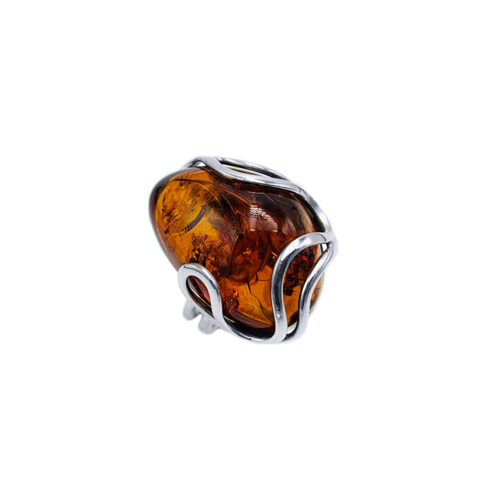 Χειροποίητο ασημένιο δαχτυλίδι με Κεχριμπάρι (2,5 Χ 1,8cm) – Ο αυτοκρατορικός λίθος