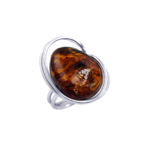 Χειροποίητο ασημένιο δαχτυλίδι με Κεχριμπάρι (2,4 Χ 2,0cm) – Ο αυτοκρατορικός λίθος