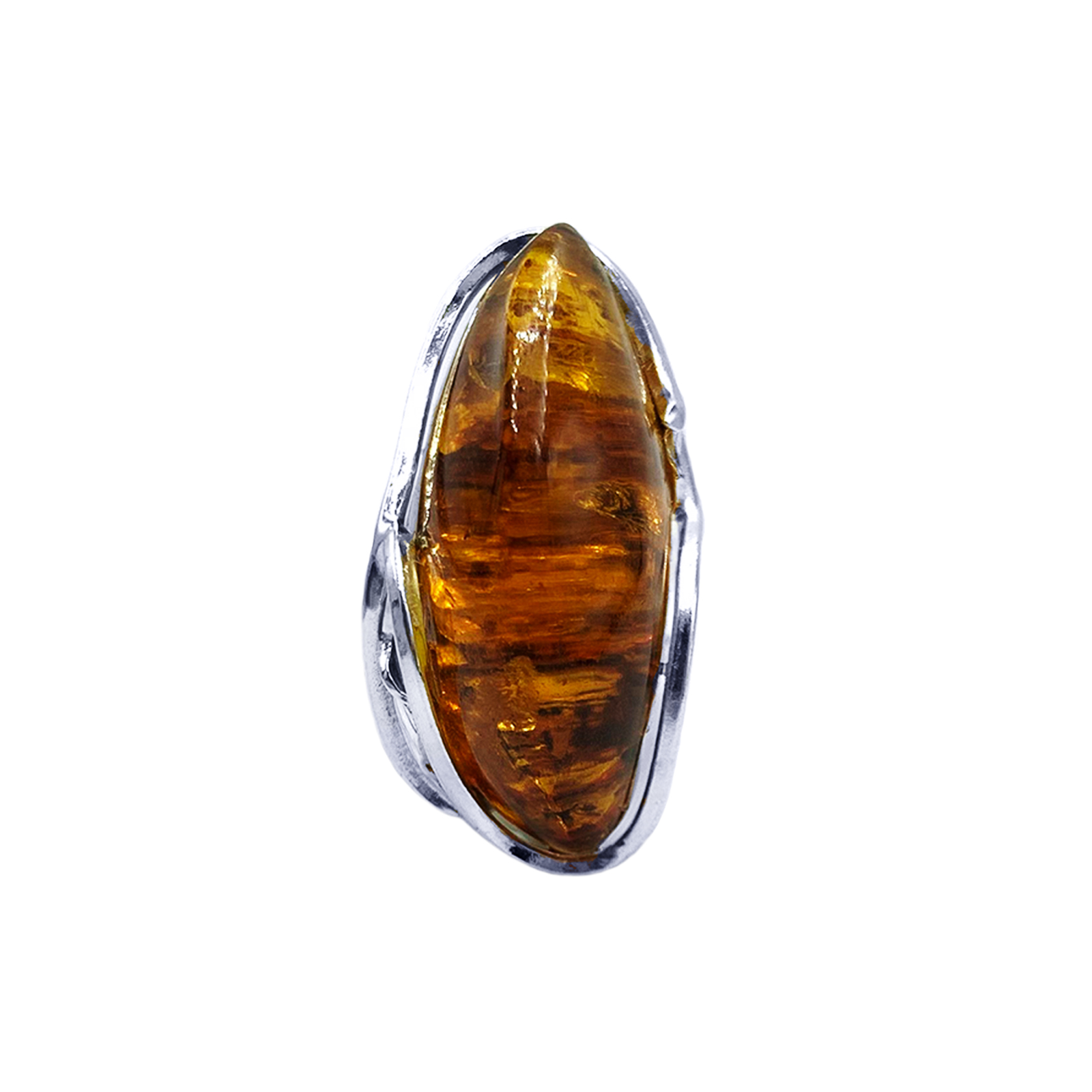 Χειροποίητο ασημένιο δαχτυλίδι με Κεχριμπάρι (3 Χ 1,7cm) – Ο αυτοκρατορικός λίθος - Image 3