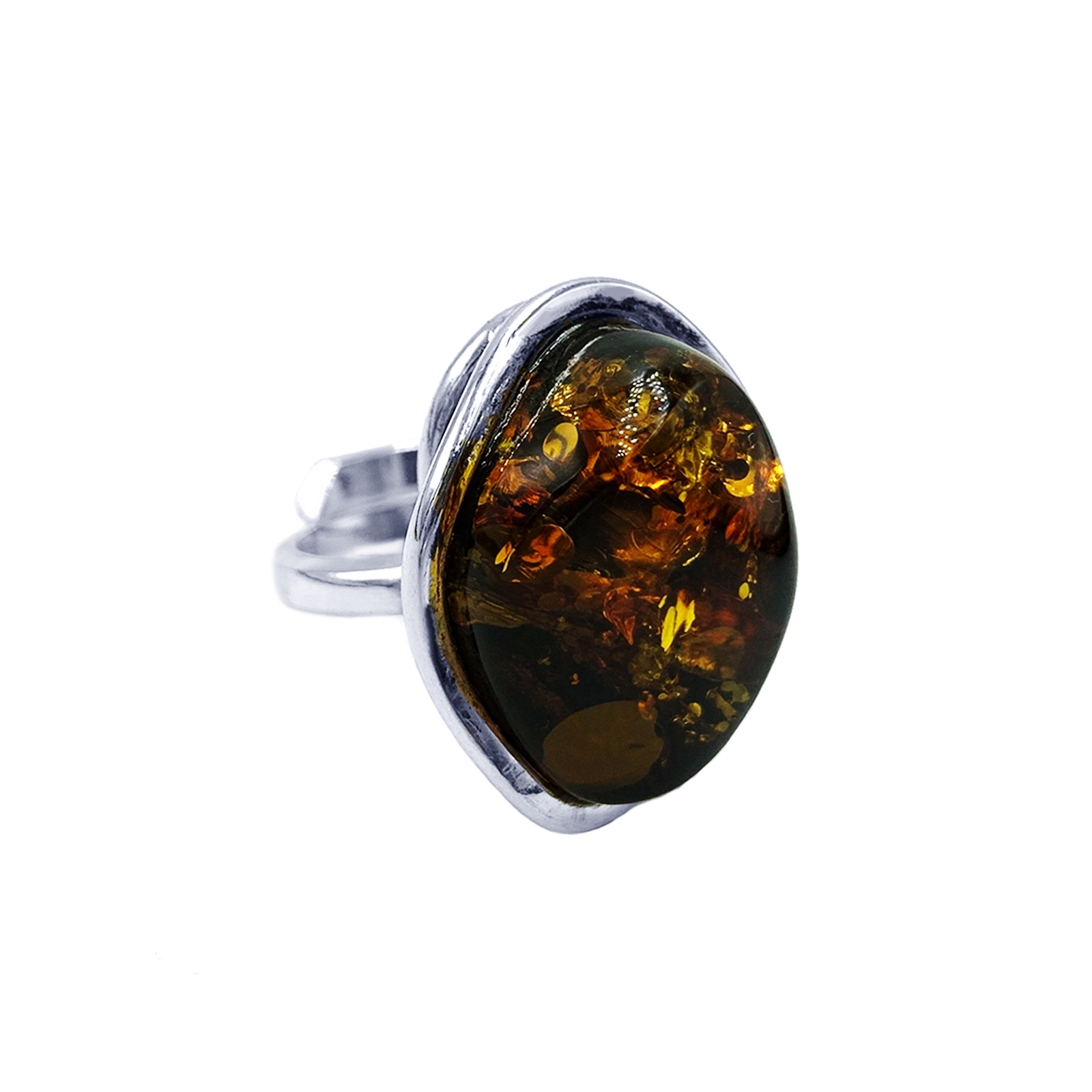 Χειροποίητο ασημένιο δαχτυλίδι με Κεχριμπάρι (2,3 Χ 1,7cm) – Ο αυτοκρατορικός λίθος - Image 2