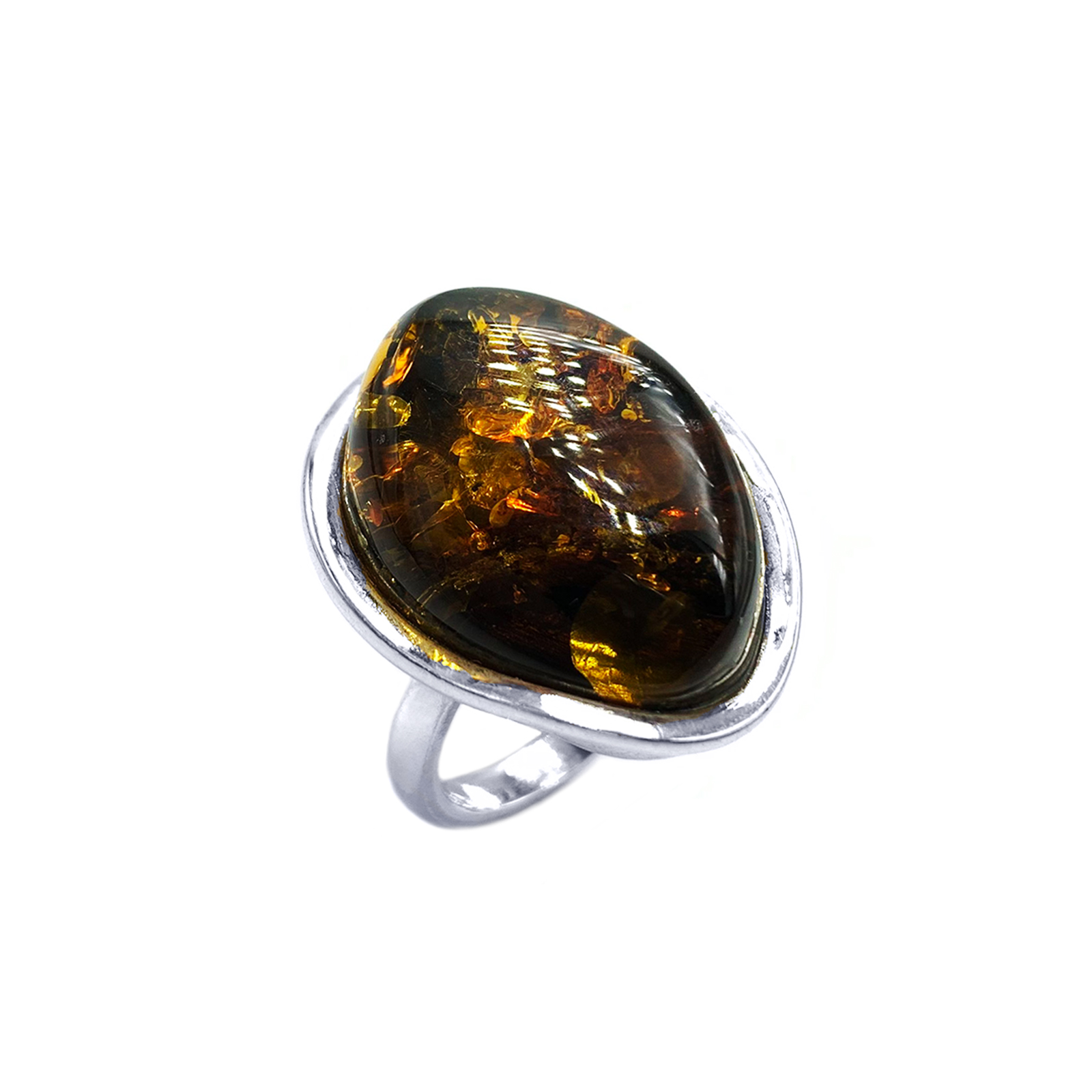 Χειροποίητο ασημένιο δαχτυλίδι με Κεχριμπάρι (2,3 Χ 1,7cm) – Ο αυτοκρατορικός λίθος