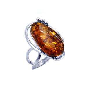 Χειροποίητο ασημένιο δαχτυλίδι με Κεχριμπάρι (2,6 Χ 1,2cm) – Ο αυτοκρατορικός λίθος