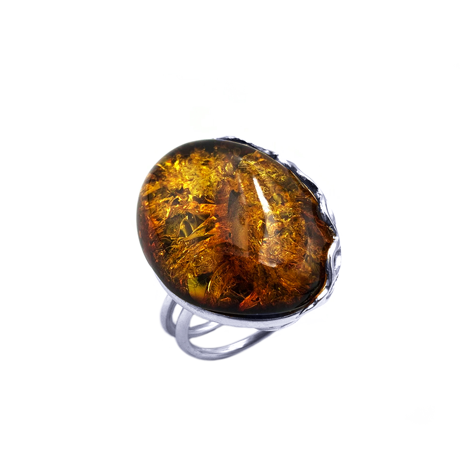 Χειροποίητο ασημένιο δαχτυλίδι με Κεχριμπάρι (2.8 Χ 2.2cm) – Ο αυτοκρατορικός λίθος