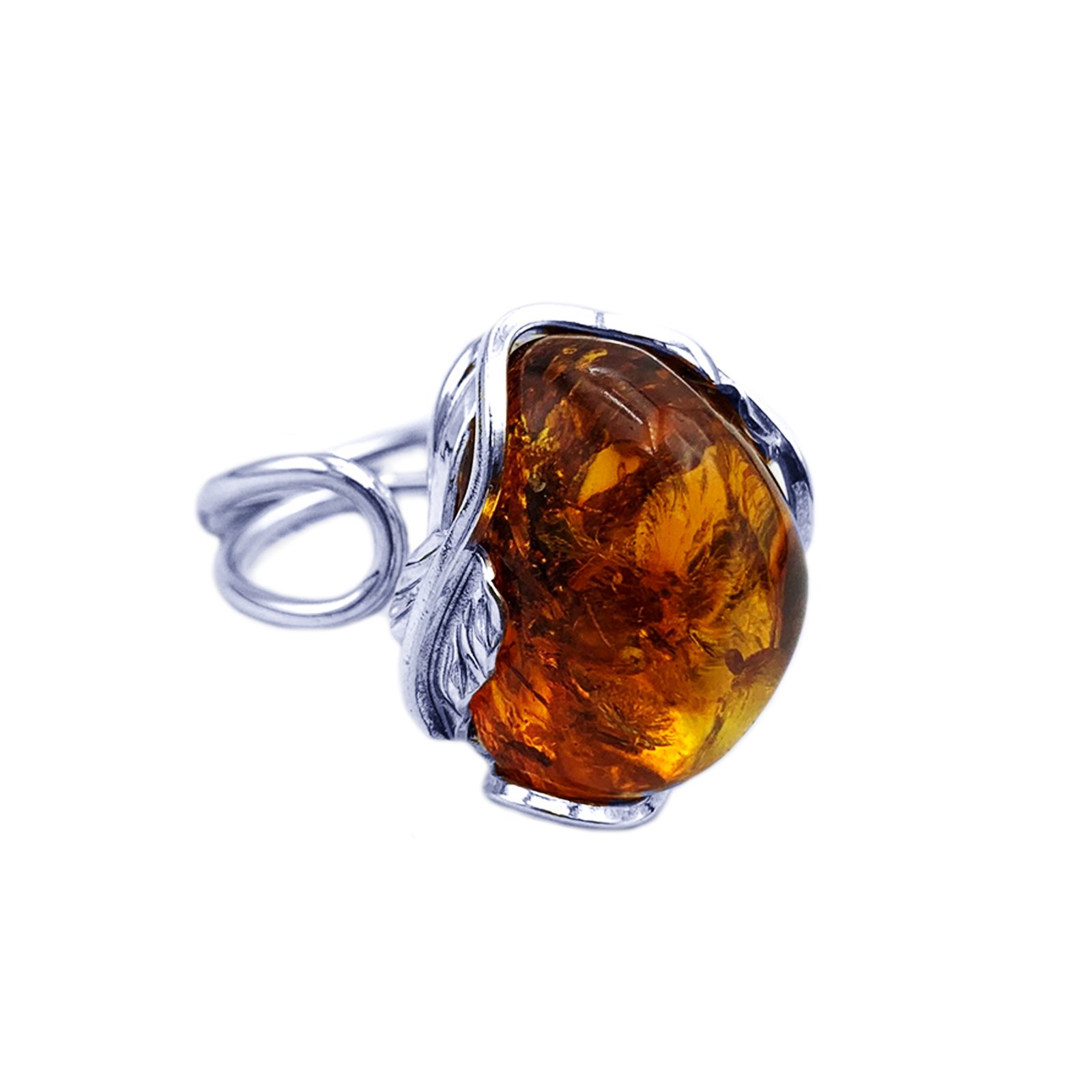 Χειροποίητο ασημένιο δαχτυλίδι με Κεχριμπάρι (2,0 Χ 1,7cm) – Ο αυτοκρατορικός λίθος - Image 3