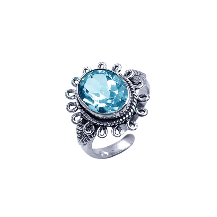 Χειροποίητο ασημένιο δαχτυλίδι με Ακουαμαρίνα (Aquamarine) οβάλ ταγέ – Ο λίθος της αφοσίωσης και της ανιδιοτελούς αγάπης