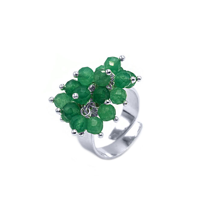 Χειροποίητο ασημένιο δαχτυλίδι με Πράσινη Αβεντουρίνη 4mm – Ο λίθος της τύχης